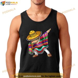 Dabbing Mexican Poncho Cinco De Mayo Boys Men Sombrero Dab Shirt 2