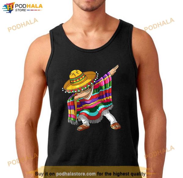 Dabbing Mexican Poncho Cinco de Mayo Boys Men Sombrero Dab Shirt