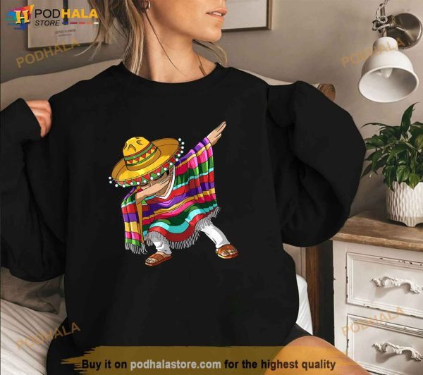 Dabbing Mexican Poncho Cinco de Mayo Boys Men Sombrero Dab Shirt