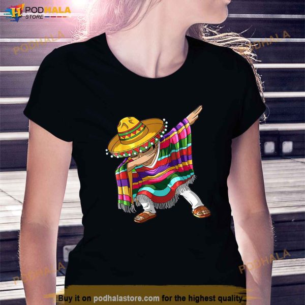 Dabbing Mexican Poncho Cinco de Mayo Boys Men Sombrero Dab Shirt