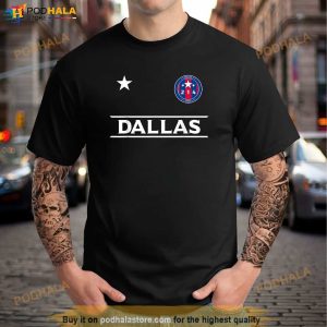 Dallas City 214 Round Badge with Stars Texas Designer Shirt