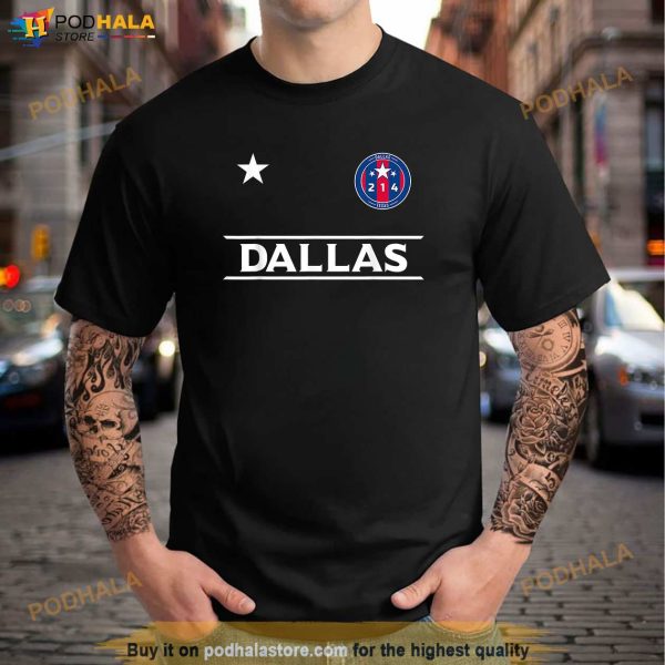 Dallas City 214 Round Badge with Stars Texas Designer Shirt