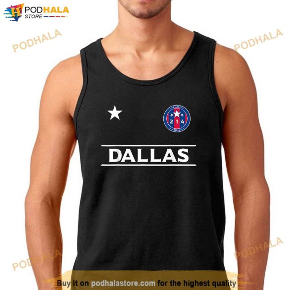 Dallas City 214 Round Badge with Stars Texas Designer Shirt