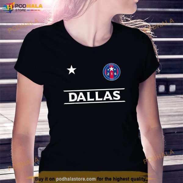 Dallas City 214 Round Badge with Stars Texas Designer Shirt