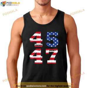 Distressed 45 47 Trump 2024 Election Vintage us Flag T Shirt 2