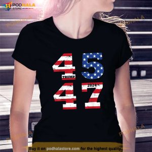Distressed 45 47 Trump 2024 Election Vintage us Flag T Shirt 3