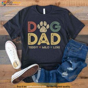 Dog Dad Shirt With Dog Names Custom Fathers Day Gifts For Dog Dad 2