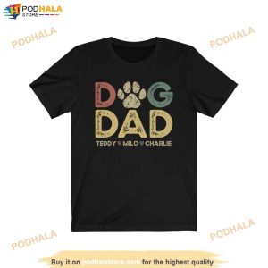 Dog Dad Shirt With Dog Names Custom Fathers Day Gifts For Dog Dad 3