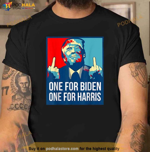 Donald Trump Middle Finger Biden Harris America Republican Shirt