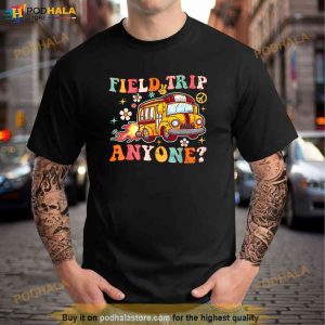 Field Trip Anyone Groovy School Bus Driver Yellow Bus Shirt