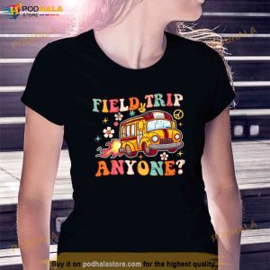 Field Trip Anyone Groovy School Bus Driver Yellow Bus Shirt 2