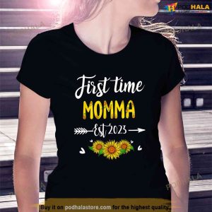 First Time Momma New Mom Est 2023 Sunflower Mothers Day Gift Shirt