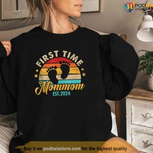 First Time Mommom Est 2024 Mothers Day Gift Pregnancy Tank Top Tee
