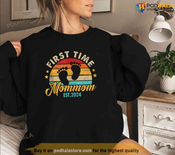 First Time Mommom Est 2024 Mothers Day Gift Pregnancy Tank Top Shirt