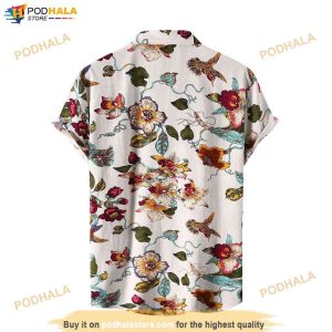 Floral Print Hawaiian Shirt for Mens,Men Short Sleeve Button Up