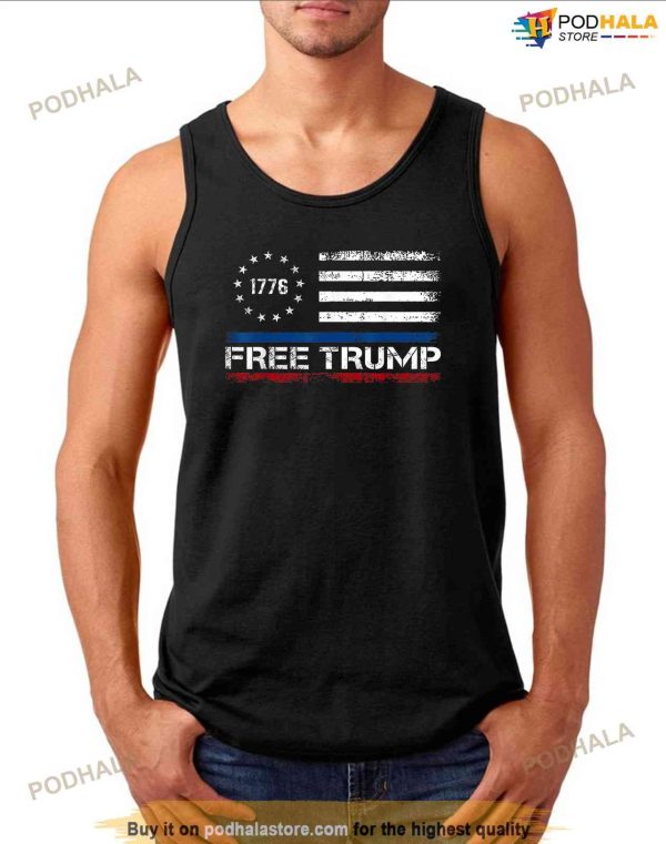 Free Donald Trump I Stand With Trump Flag Republican Support Shirt