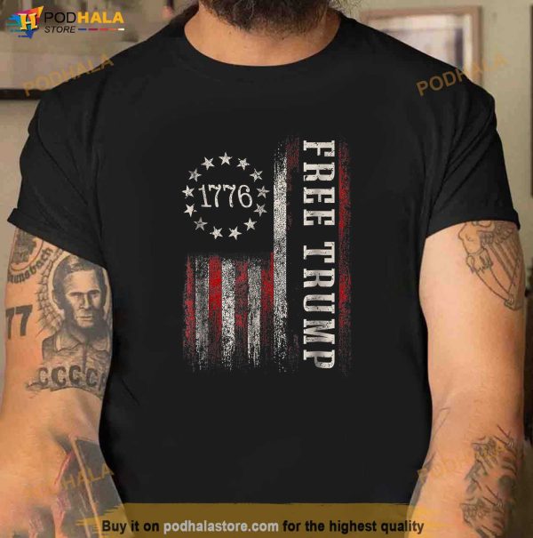 American Flag Donald Trump Republican Support Pro Free Trump T-Shirt