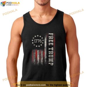 Free Donald Trump Republican Support Pro Trump American Flag T Shirt 2