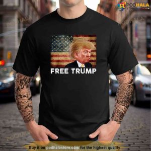 Free Donald Trump Republican Support Pro Trump American Flag T shirt 1