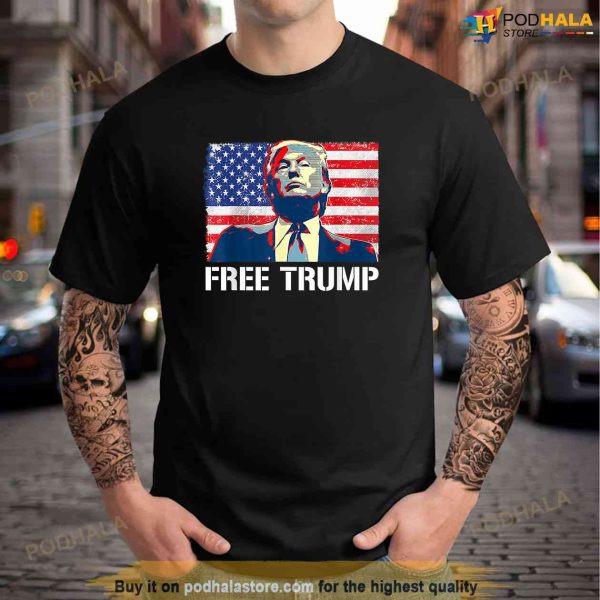 Free Donald Trump Support USA Flag Trump 2024 Republican Shirt
