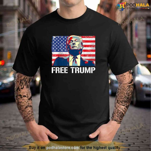 Free Donald Trump Support USA Flag Trump 2024 Republican Shirt