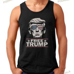 Free Trump 2024 Vintage American Flag Sunglasses Mugshot Shirt 2