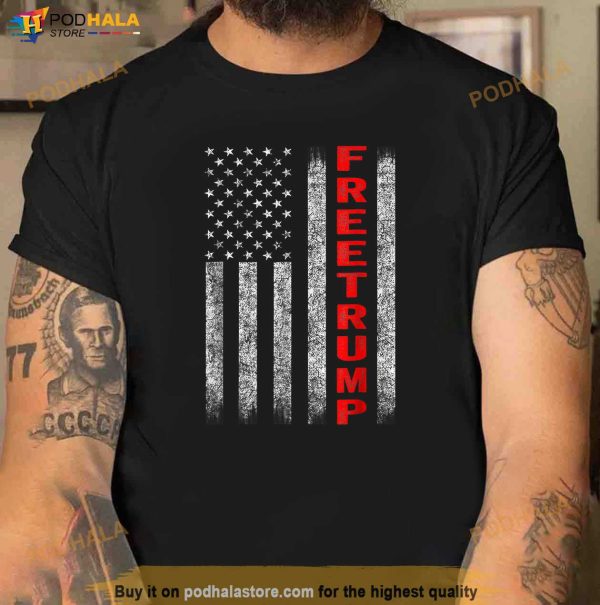 Free Trump American Flag Shirt, Free President Donald Trump 2024 T-Shirt