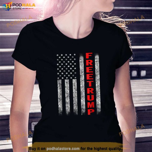 Free Trump American Flag Shirt, Free President Donald Trump 2024 T-Shirt