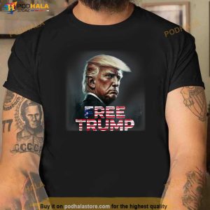 Free Trump Republican Support Trump American Flag T Shirt 1