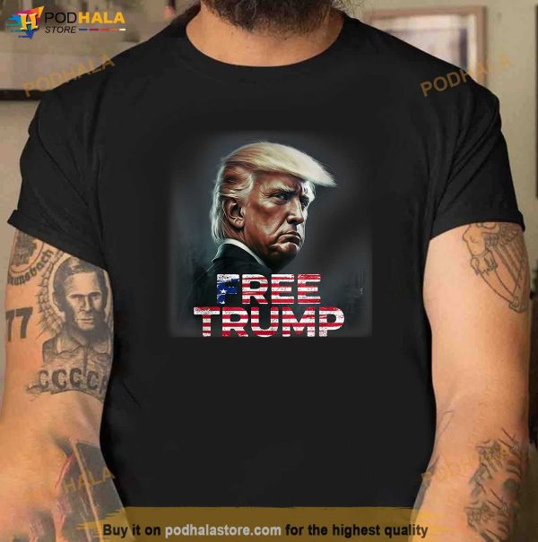 Free Trump Republican Support Trump American Flag T-Shirt