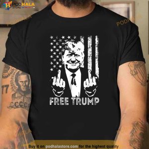 Free Trump Shirt, Middle Finger Funny Free Donald Trump 2024 T-Shirt