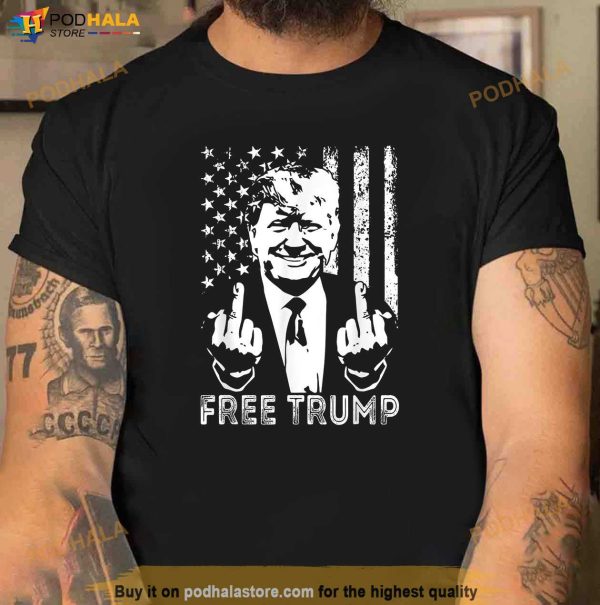 Free Trump Shirt, Middle Finger Funny Free Donald Trump 2024 T-Shirt