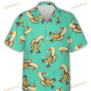 Funny Banana Duck 3D Hawaiian Shirt, Button Down Summer Aloha Hawaii Shirt