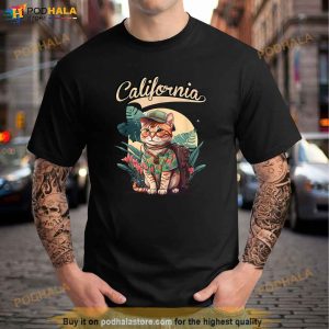 Funny California Stylish Cat In Beach Clothes Shirt 2