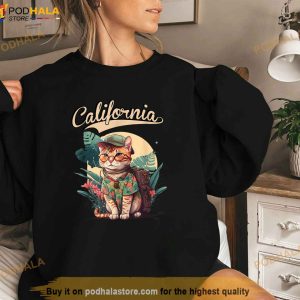 Funny California Stylish Cat In Beach Clothes Shirt 3