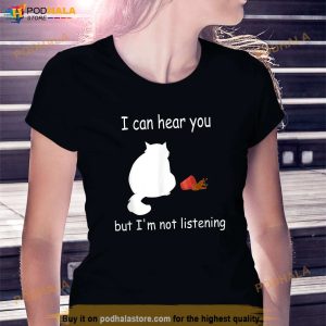 Funny Cat I Can Hear You But Im Listening Cat And Coffee Shirt 3