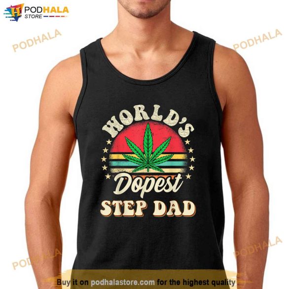 Funny Fathers Day Step Dad Vintage Worlds Dopest Dad Shirt
