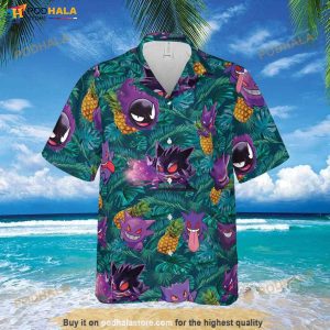 Gengar Ghost Pokemon Hawaiian Shirt Button Up Shirt 2