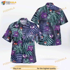 Gengars Evolution Pokemon Hawaiian Shirt, Aloha Shirt For Men Women