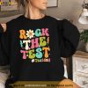Groovy Rock The Test Motivational Retro Teachers Testing Day Shirt