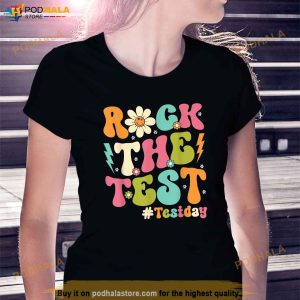 Groovy Rock The Test Motivational Retro Teachers Testing Day Shirt 4