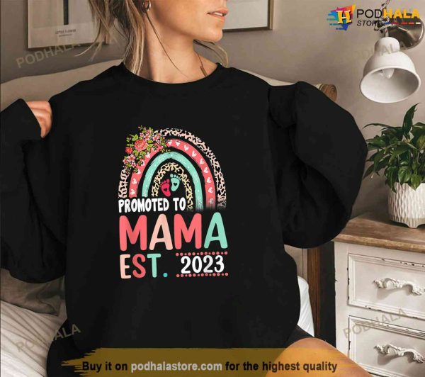 Happy Mothers Day Shirt Promoted To Mama Rainbow Women Shirt