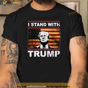 I Stand With Trump American Flag Men Woman USA Vintage T Shirt 1