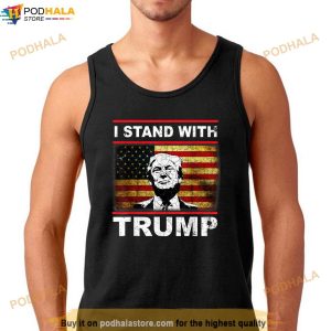 I Stand With Trump American Flag Men Woman USA Vintage T Shirt 2