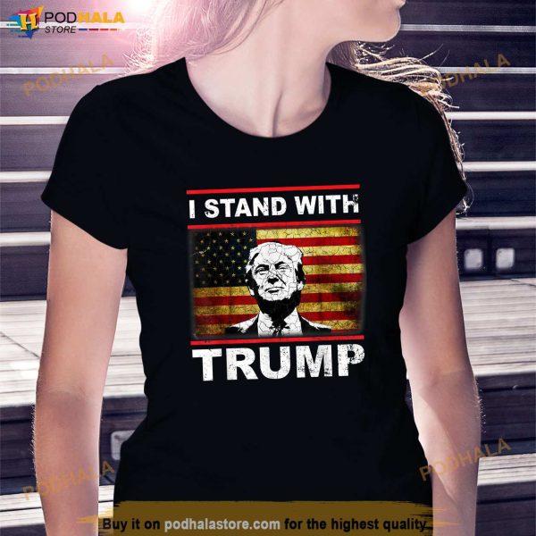 I Stand With Trump American Flag Men Woman USA Vintage T-Shirt