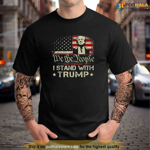 I Stand With Trump Free Trump Supporter American Flag Shirt
