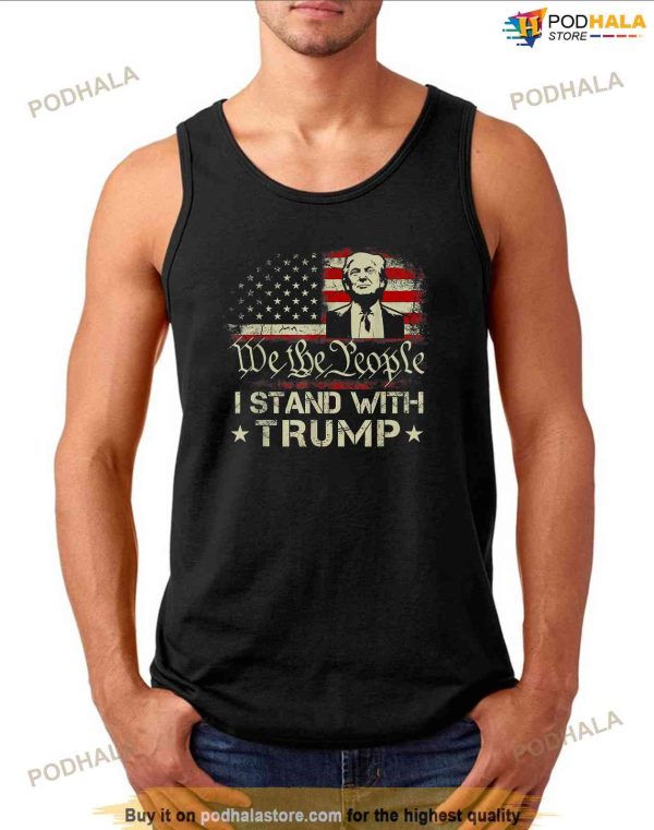 I Stand With Trump Free Trump Supporter American Flag Shirt