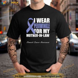 I Wear Periwinkle For My Mother In Law Stomach Cancer Shirt 2