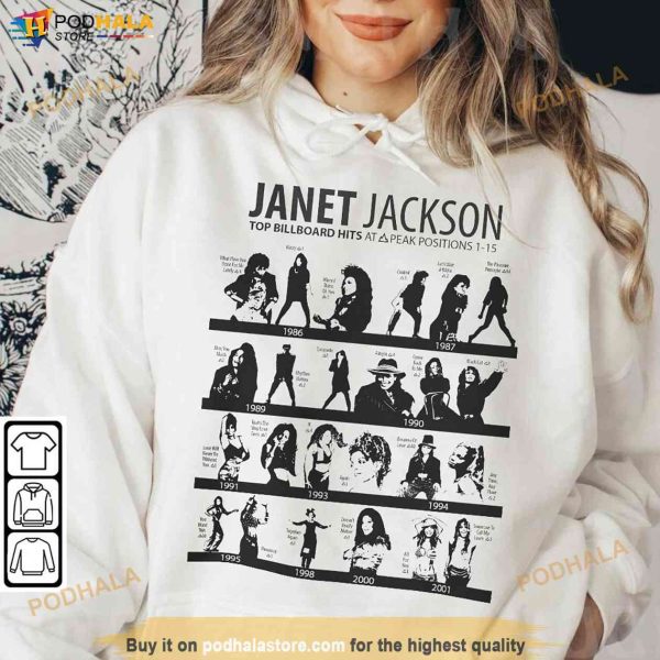 Janet Jackson Top Billboard Hits Shirt, Janet Jackson Gift For Fans
