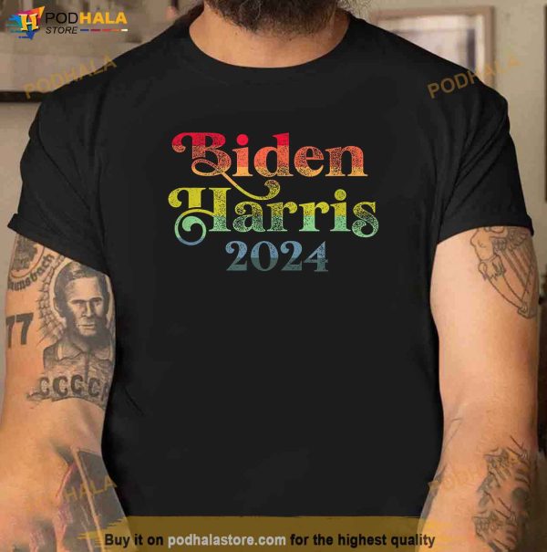 Joe Biden Harris 2024 Kamala Retro Script 2nd Term Reelect Shirt